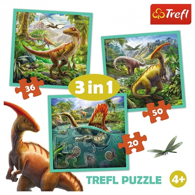 Puzzle 3v1 Svět Dinosaurů 20x19,5cm v krabici 28x28x6cm