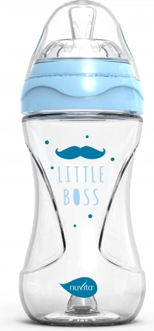 Skleněná kojenecká láhev 240 ml modrá