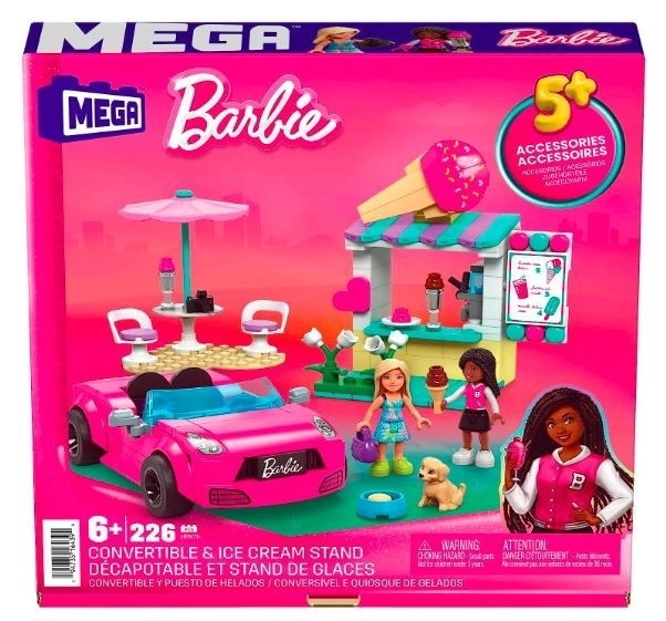 Stavebnice Mega Barbie Kabriolet a stánek se zmrzlinou