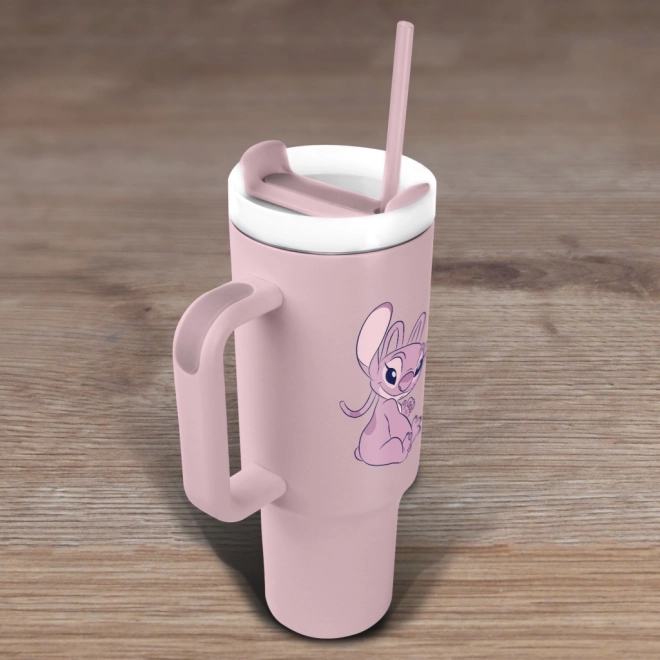 Cestovní hrnek Lilo a Stitch s růžovým brčkem