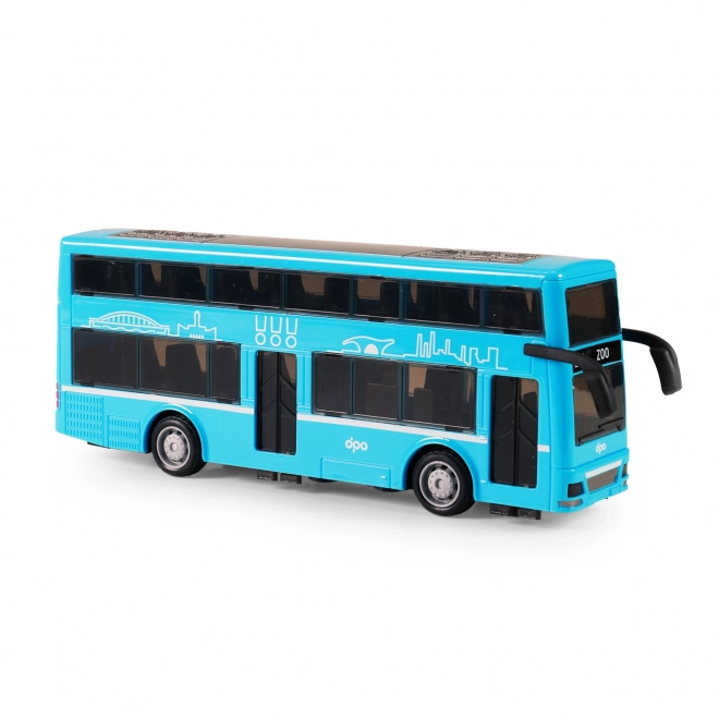 Dvoupodlažní autobus hračka modrá 20 cm