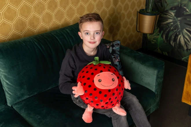Cozy Noxxiez Jahodový hřejivý plyšový polštář 3 v 1