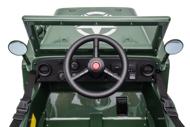Auto na akumulátor vojenská zelená 4x4