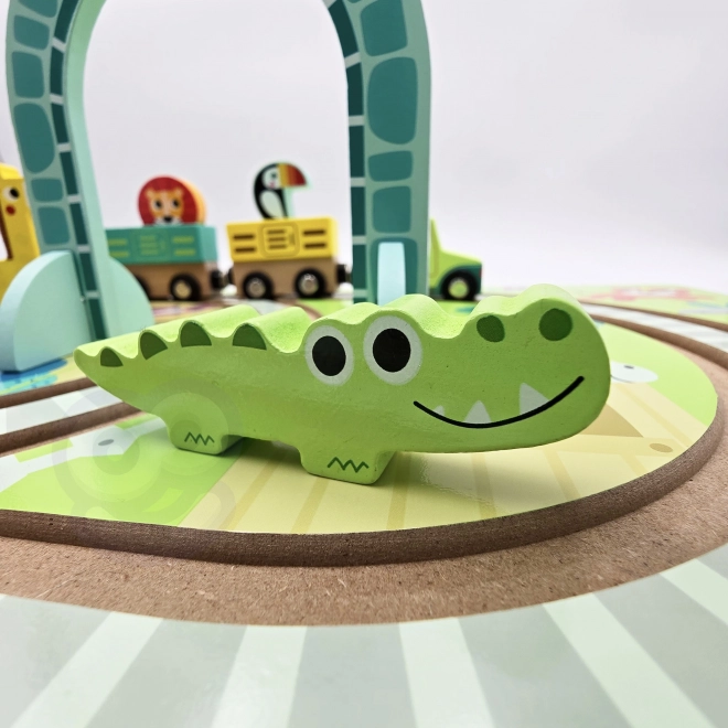 Dřevěná vláčková dráha ZOO s magnetickými vagónky od Tooky Toy