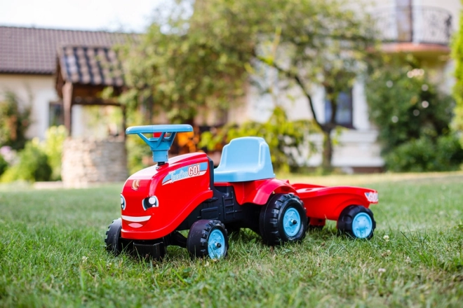 Odstrkovadlo - traktor Go Farm červené s volantem a valníkem