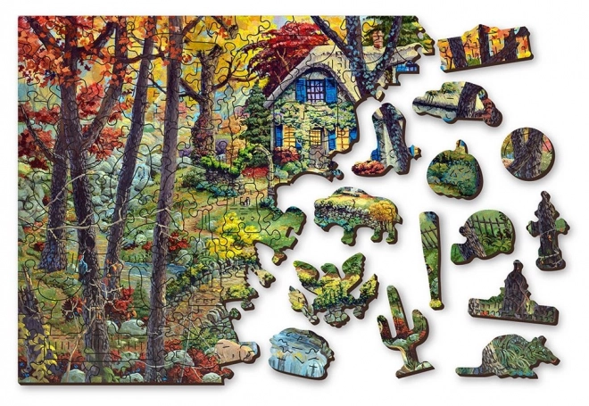 Dřevěné puzzle Chata v lese od WOODEN CITY