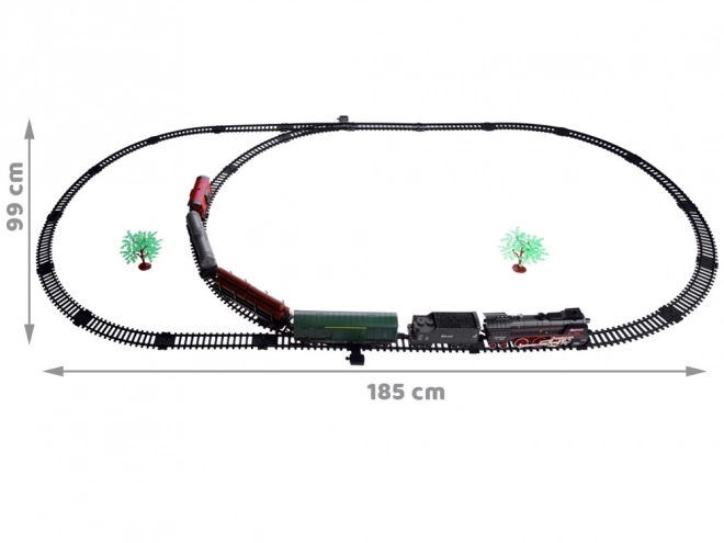 Elektrický vláček 185x99cm kouř se vypařuje zvukový efekt RC0622