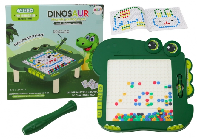 Magnetická tabule edukativní Dinosaurus - Zelená s korálky