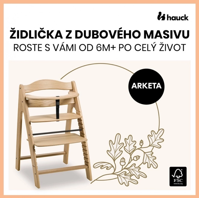 Dětská dřevěná jídelní židle Hauck Arketa