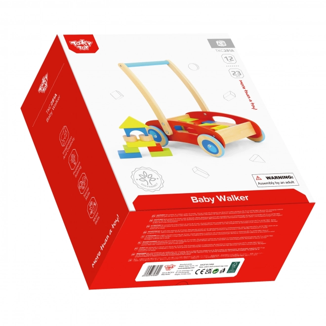 Dřevěný chodítko s kostkami Tooky Toy