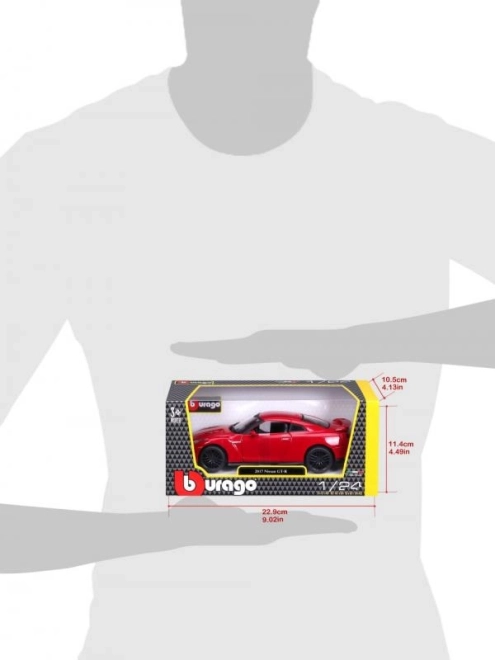 Nissan GT-R Bburago 1:24 metallic bílá – Červený