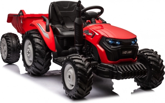 Traktor na akumulátor HC-306 červený s přívěsem 24V