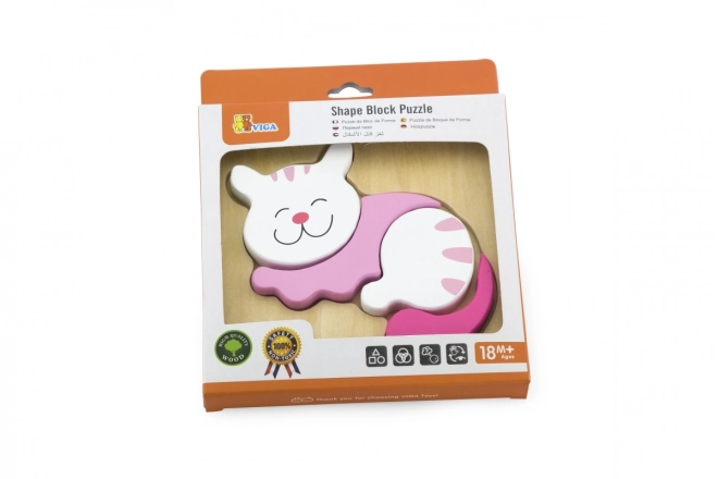 Dřevěné puzzle pro nejmenší - kočka