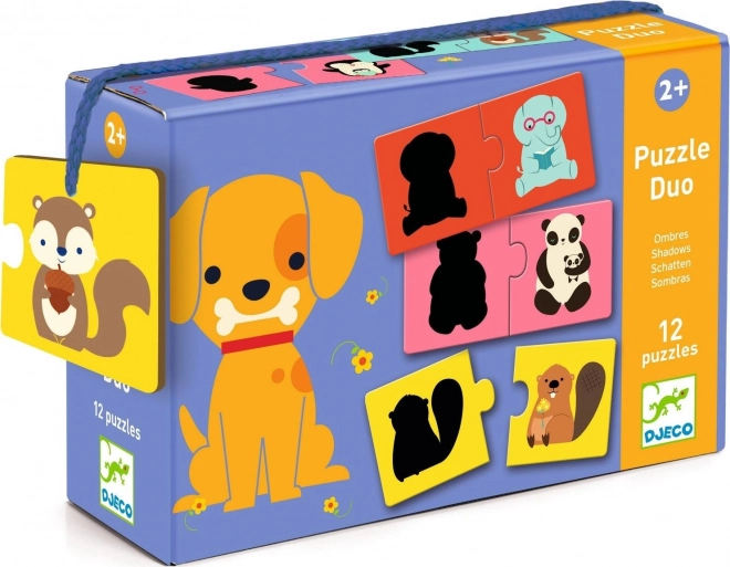 DJECO Puzzle Zvířecí stíny 12x2 dílků
