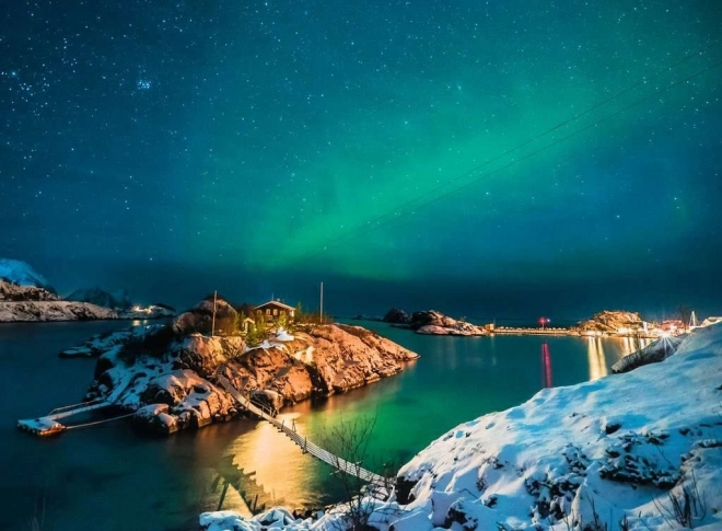 Puzzle 500 dílků Zorza Polární nad Bergsfjordem