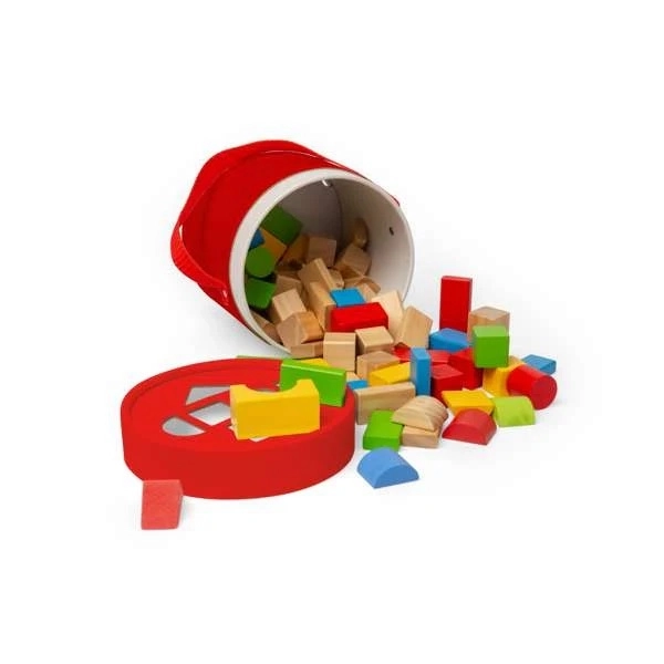Bigjigs Toys dřevěné kostky a vkládačka v bubínku