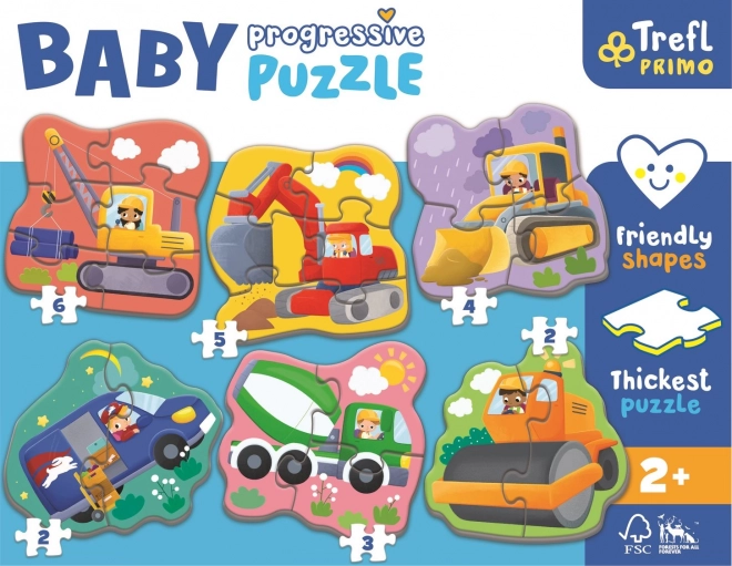 TREFL Baby puzzle Na staveništi 6v1 (2-6 dílků)