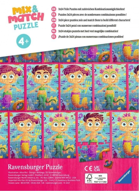 Ravensburger puzzle mix&match: mořské panny a mořské příšery