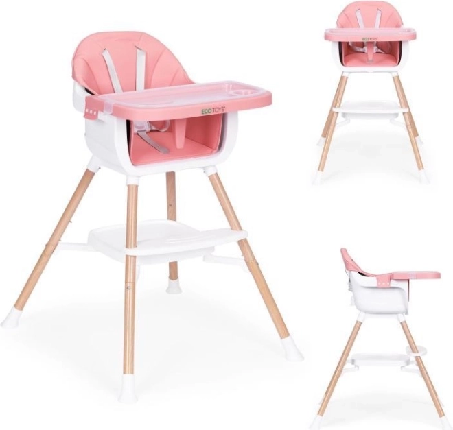 Dětská jídelní židlička 2 v 1, růžová, ECOTOYS