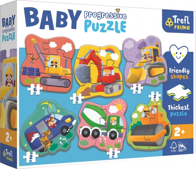 TREFL Baby puzzle Na staveništi 6v1 (2-6 dílků)