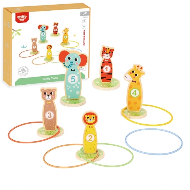 Dřevěná hra zručnosti Tooky Toy - hod na cíl zvířátka