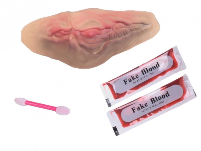 Falešná rána na krku s falešnou krví pro halloween