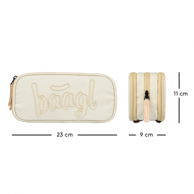 BAAGL 3dílný Set Coolmate: Batoh, Penál a Sáček v Béžové Barvě