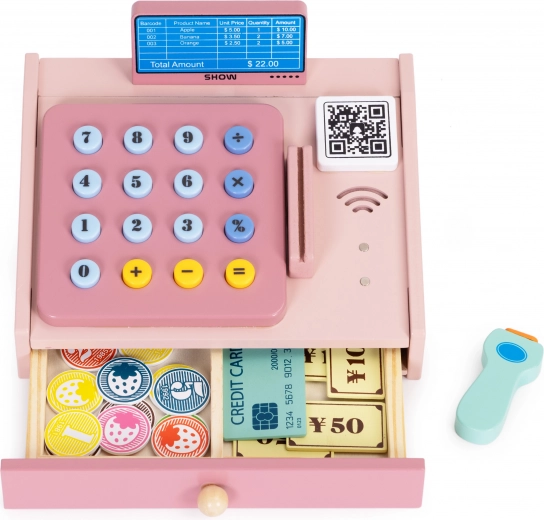 Otevírací šuplík a dřevěné peníze