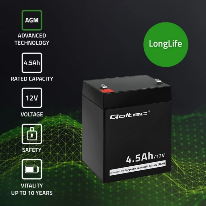 Akumulátor Qoltec AGM 12V 4.5Ah