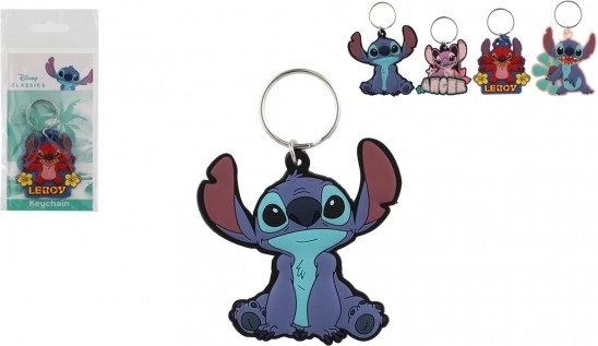 Gumový přívěsek na klíče DISNEY LILO & STITCH s květinou 6 cm