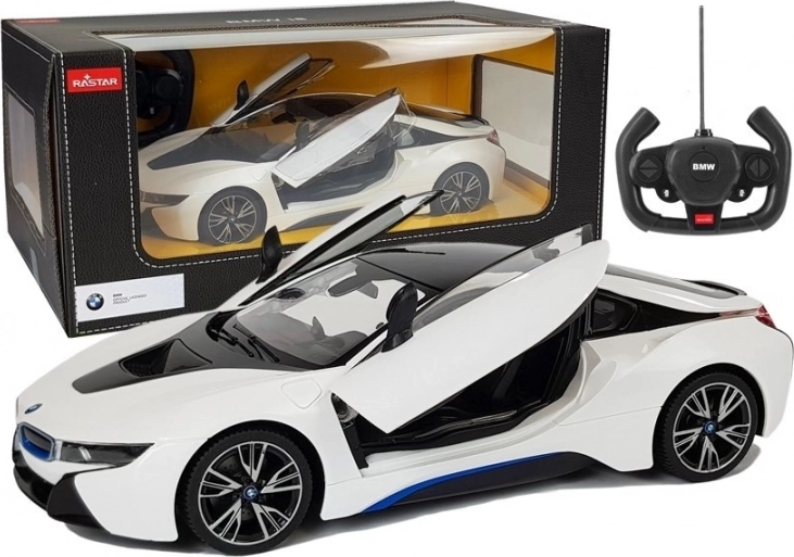 Auto na dálkové ovládání BMW i8 Rastar 1:14 bílé s automatickými dveřmi