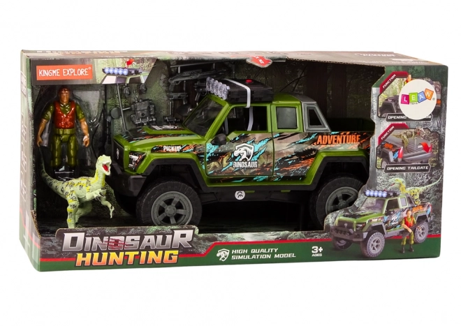 Off-road Lovecké auto Dinosaur Světla Zvuky Zelená