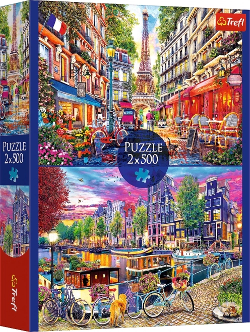 Puzzle 2x500 dílků Evropská města