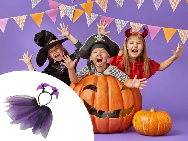 Halloweenský kostým netopýří sukně a čelenka