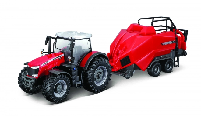 Farmářský traktor Massey Ferguson s balíkovým zvedákem 1:50