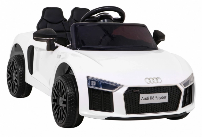 Audi R8 na baterie pro děti Bílá + Dálkové ovládání + EVA + Pomalý start + MP3 LED