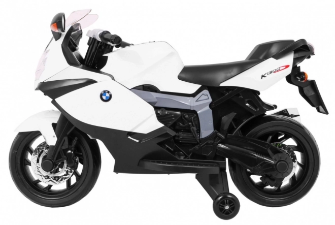 BMW K1300S Dětský motocykl na baterie bílý + pomocná kolečka + zvuky Světla + pomalý start