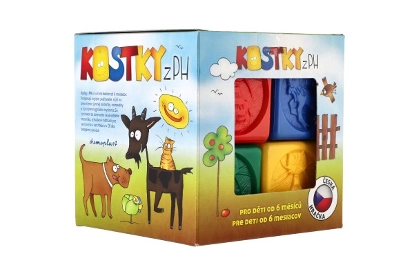Barevné plastové kostky pro děti se zvířátky, sada 8 ks