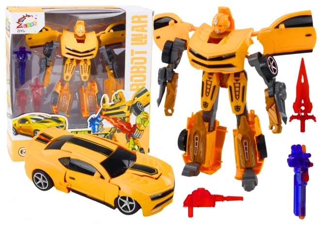 Žlutý transformující robot 2v1 se sportovním vzhledem