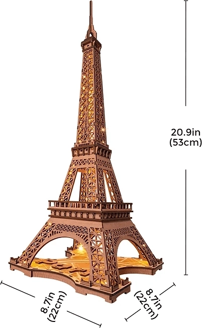 RoboTime 3D Dřevěné puzzle Rolife Noc Eiffelovy věže svítící