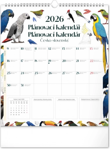 Nástěnný plánovací kalendář Animalium 2026