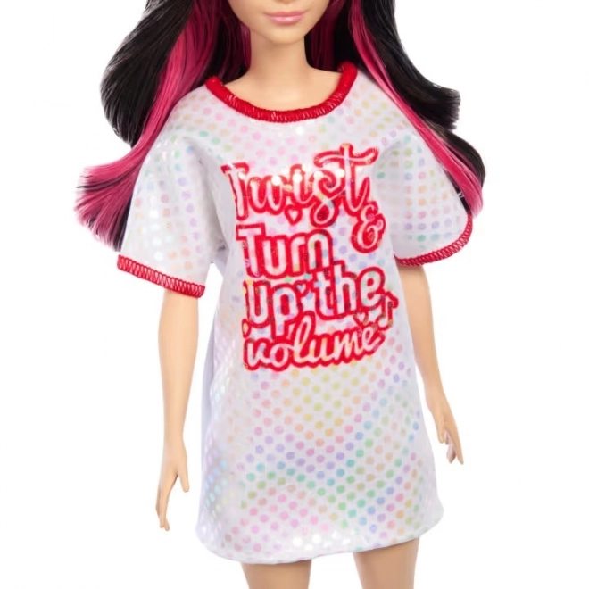 Barbie modelka-bílé lesklé šaty HRH12