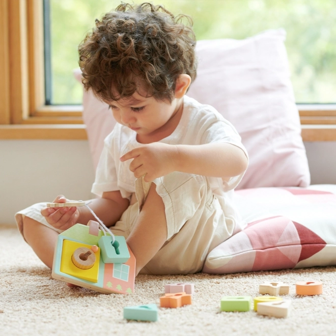 Classic World Montessori dřevěné navlékání klíče a dveře 11 ks