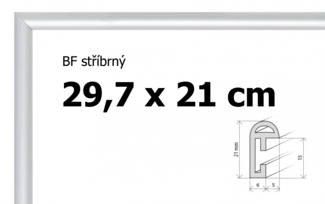 Plastový rámeček stříbrný pro A4