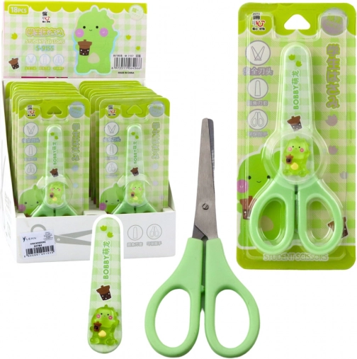 Dětské nůžky zelené s ochranným krytem 14 cm