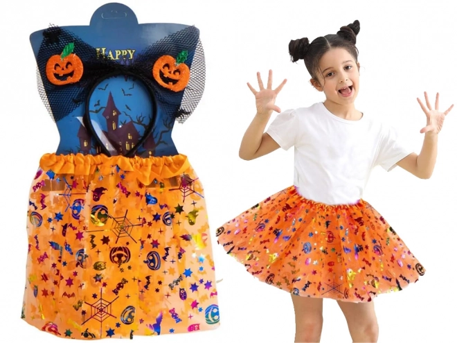 Halloweenský kostým s čelenkou a tutu sukní