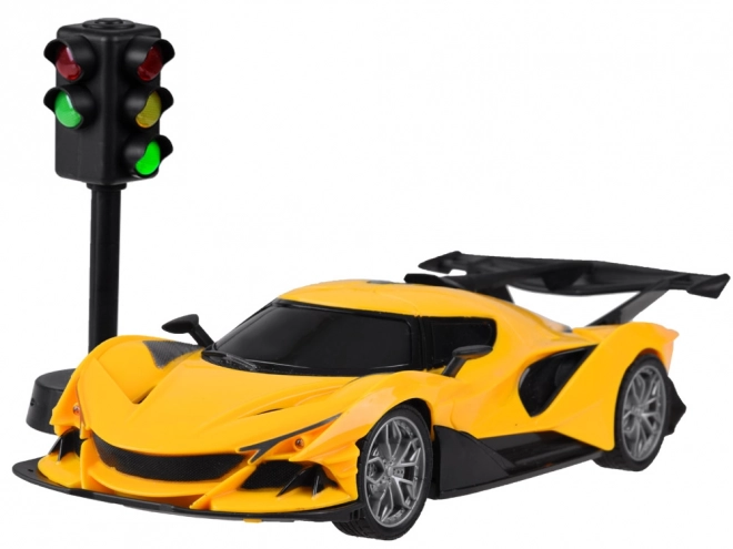 Závodní auto na dálkové ovládání s příslušenstvím – Žlutá