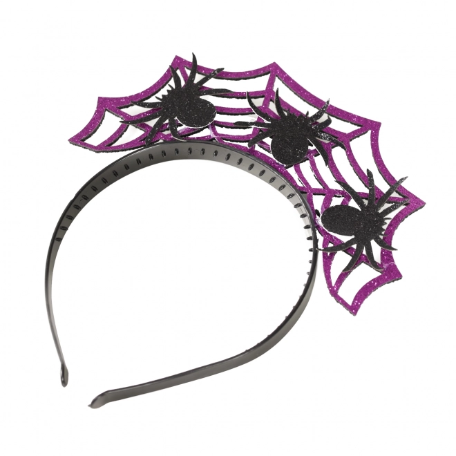 Čelenka Halloween fialová s pavoukem
