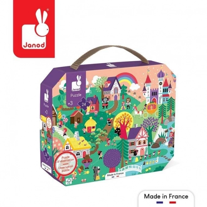 JANOD Pozorovací puzzle v kufříku Pohádky 24 dílků