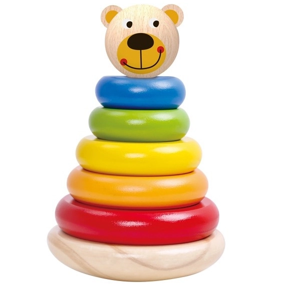 Dřevěná skládanka pyramida Medvídek Tooky Toy